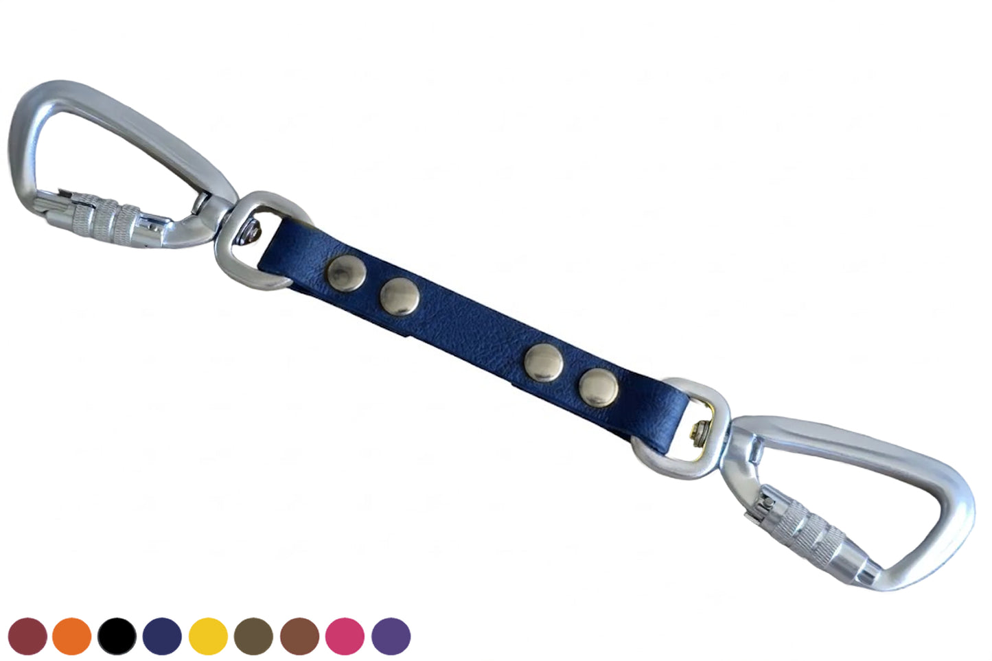 Blue Night Sky donkerblauwe BioThane veiligheidslijn safety strap voor honden met twee zilveren twist-lock karabijnhaken.